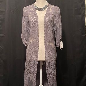 Gray Laced Cardigan